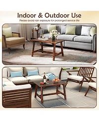 Slickblue Outdoor Table with Slatted Tabletop for Patio Garden Balcony