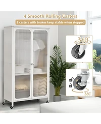 Gouun Closet with Dual Hanging Sections and Doors