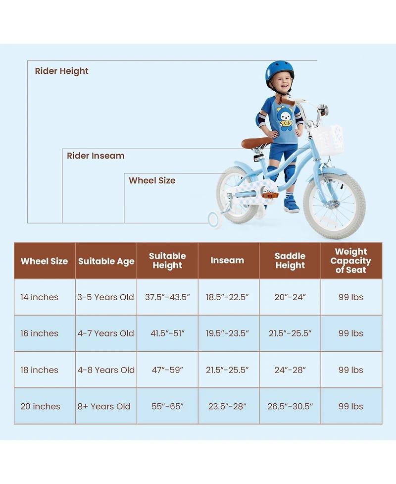 Slickblue Kids Bicycle with Adjustable Seat and Handlebar