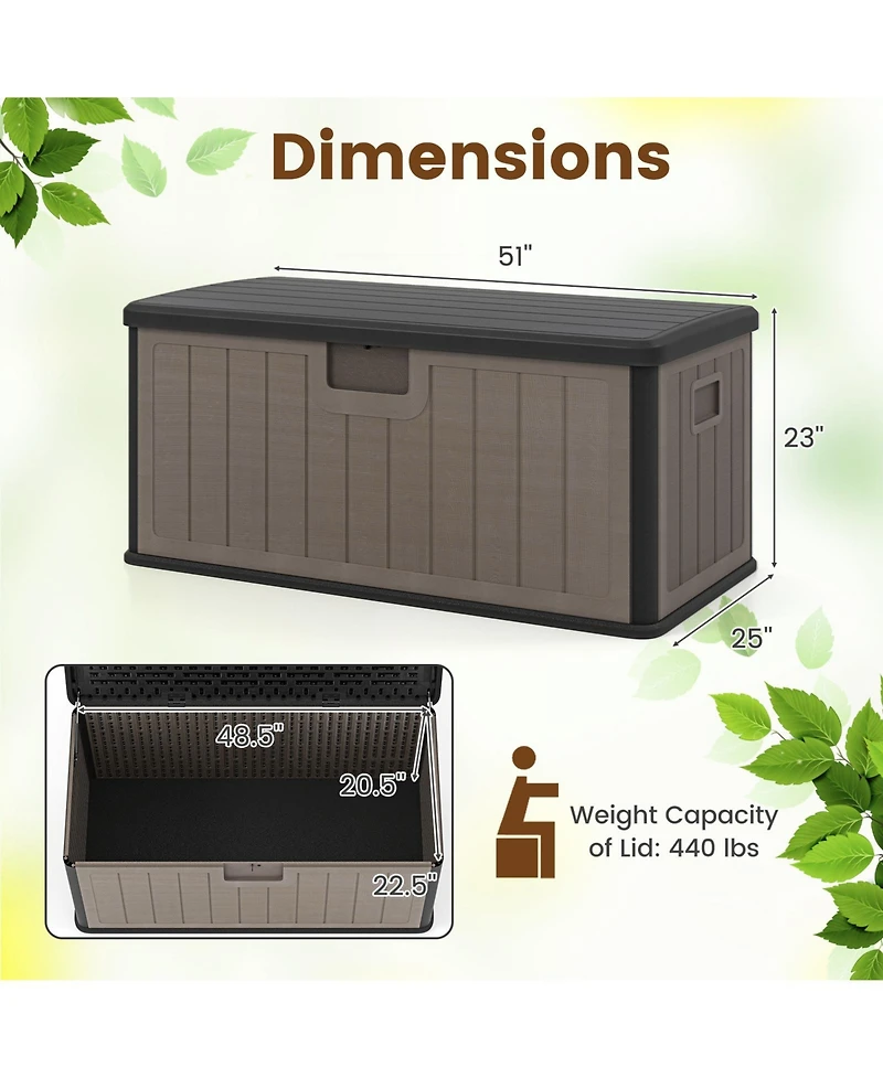 Gouun Waterproof Hdpe Deck Box with Lockable Lid and Gas Strut