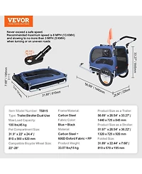 Aostirmotor 2-in-1 Dog Bike Trailer and Pet Stroller Cart, Supports 100 lbs, Easy Fold with Quick Release Wheels