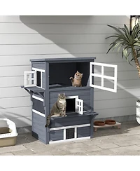 Aostirmotor 3-Story Outdoor Feral Cat House with Raised Floor, Asphalt Roof, Escape Doors and Jumping Platforms