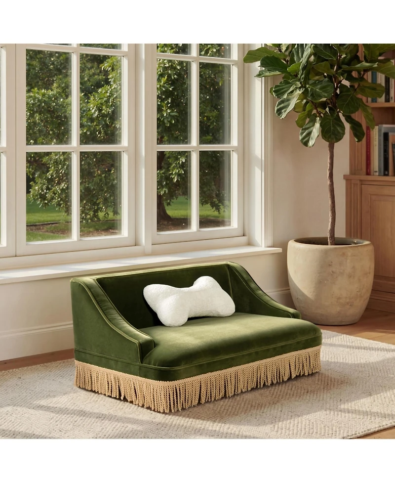 Aostirmotor Performance Velvet Princess Pet Bed Sofa with Fringe Skirt by Duchess