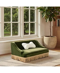 Aostirmotor Performance Velvet Princess Pet Bed Sofa with Fringe Skirt by Duchess