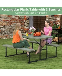 Sugift Picnic Table Bench Set for 2-4 People Outdoor Rectangular Camping Dining Table.