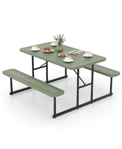 Sugift Picnic Table Bench Set for 2-4 People Outdoor Rectangular Camping Dining Table.