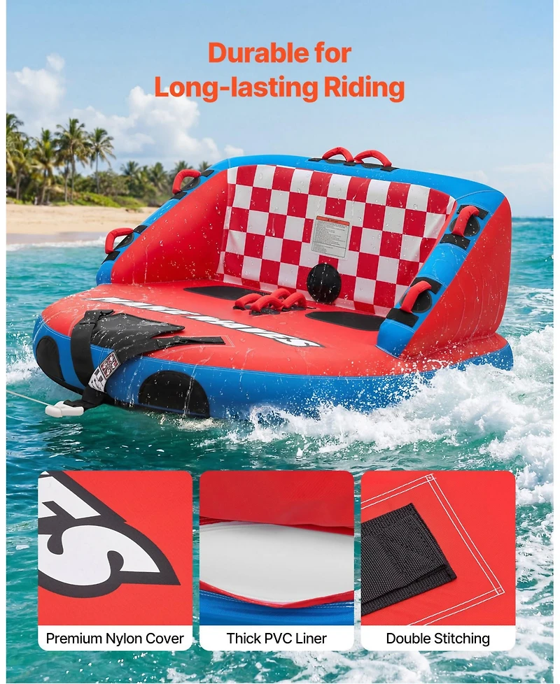 Mecale 2-Rider Towable Tube for Boating 340 lbs Dual Tow Points
