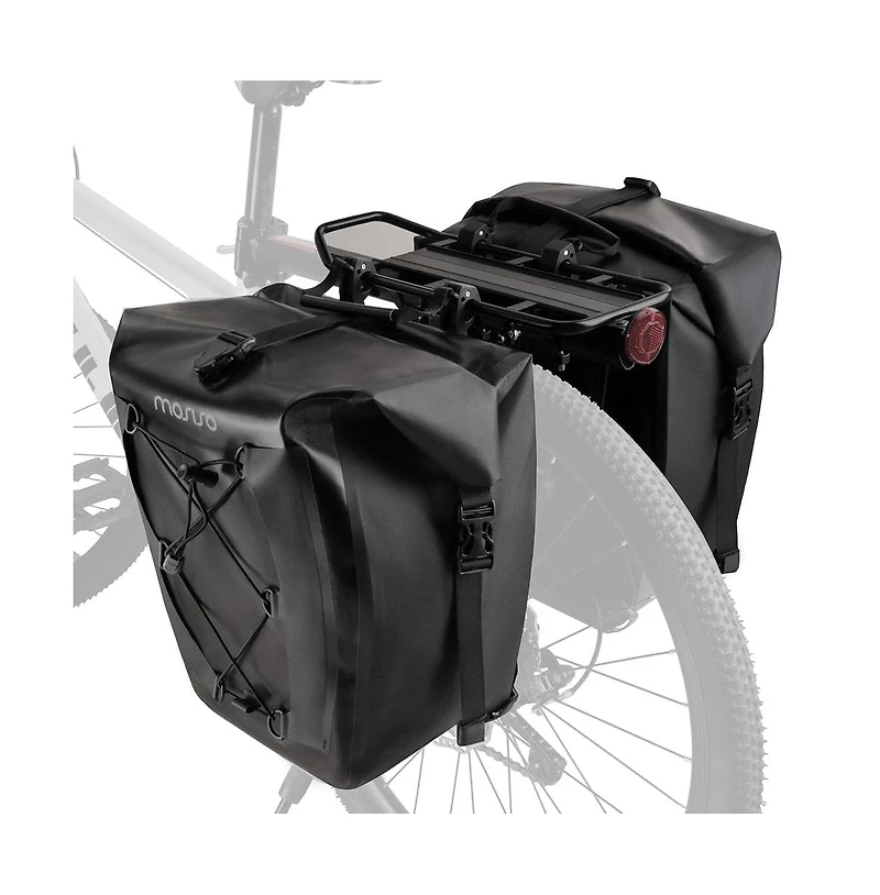 Hikeen Waterproof Bike Panniers 2 Pack 25L Rear Rack Saddle Bags Tpu Bicycle Storage Trunk Bag for Commuting Touring Road Mountain Cycling