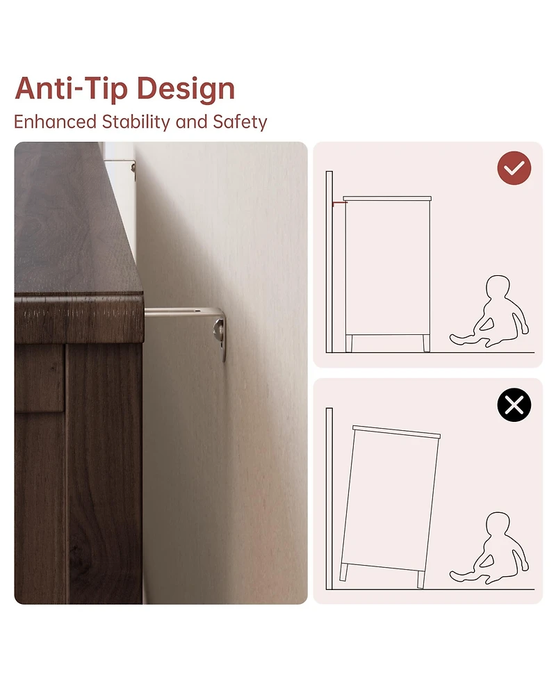 gaomon Bedroom 47" Tall 6 Drawer Dresser, Vintage Wood Chest of Drawers with Carved Handles.