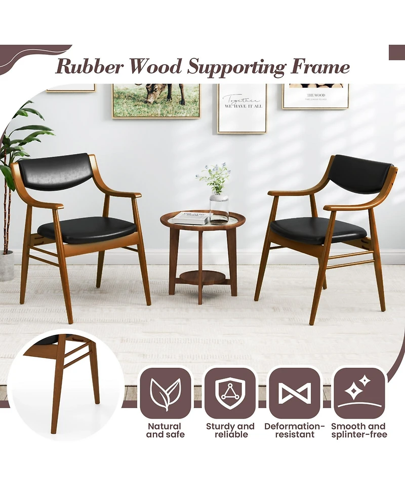 Sugift Wooden Dining Chair Set of 2 with Padded Seat and Back