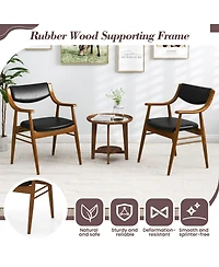 Sugift Wooden Dining Chair Set of 2 with Padded Seat and Back