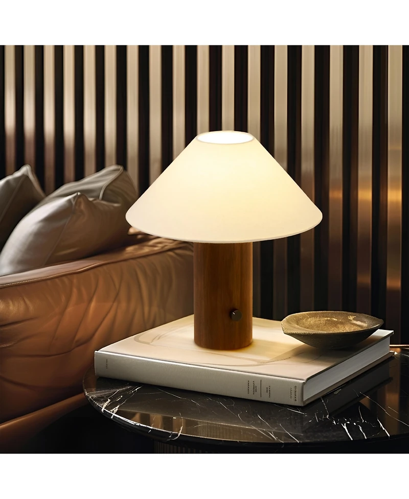 Brightech Oakley Modern Wood Led Desk Lamp with Rotary Knob