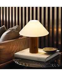 Brightech Oakley Modern Wood Led Desk Lamp with Rotary Knob