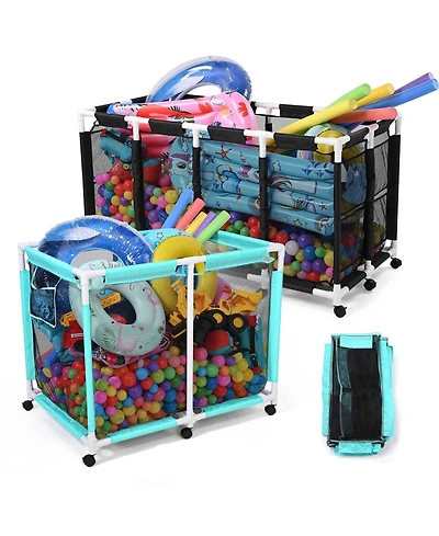 Yescom 2PCS Extra Large Mesh Pool Storage Bins w/ Mesh Cover Net for Pool Floats