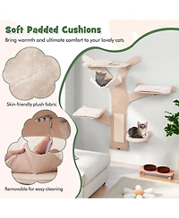 Cozito Cat Tower Wall-Mounted with Hammock Platforms Sisal Mat