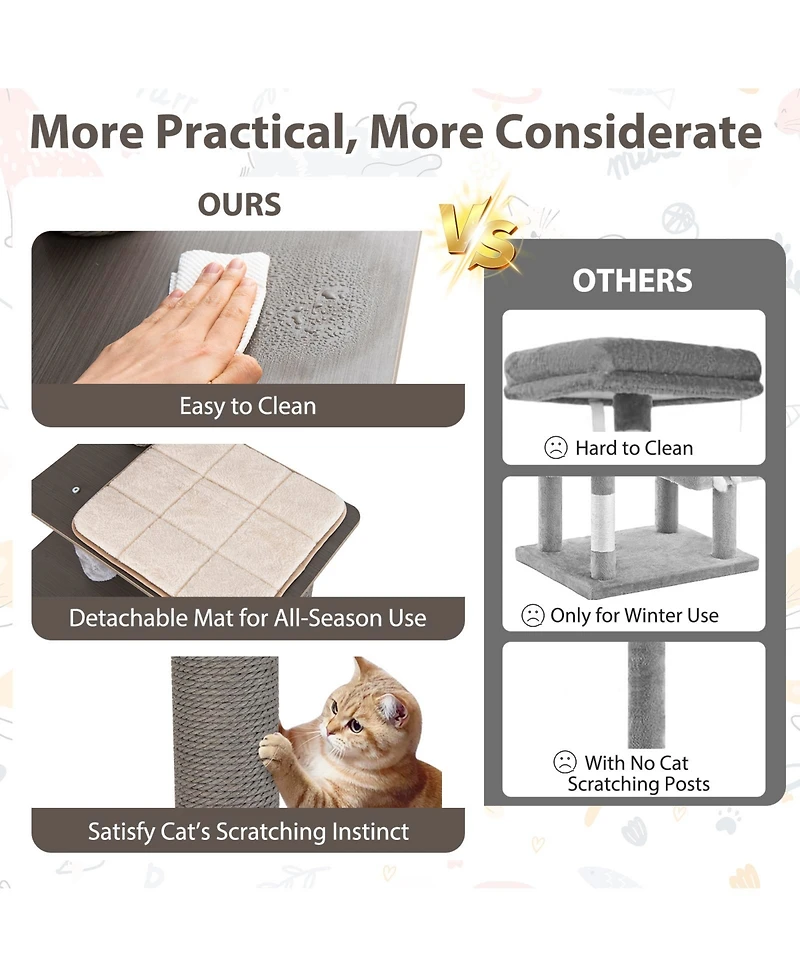 Cozito Cat Tree 59 in Multi-Level with Cushion Top Perch