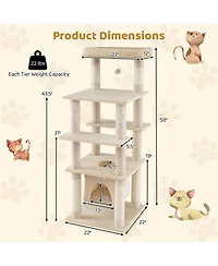 Cozito Cat Tree 58 inch with Swaying Aerial Condo and Perch Bed