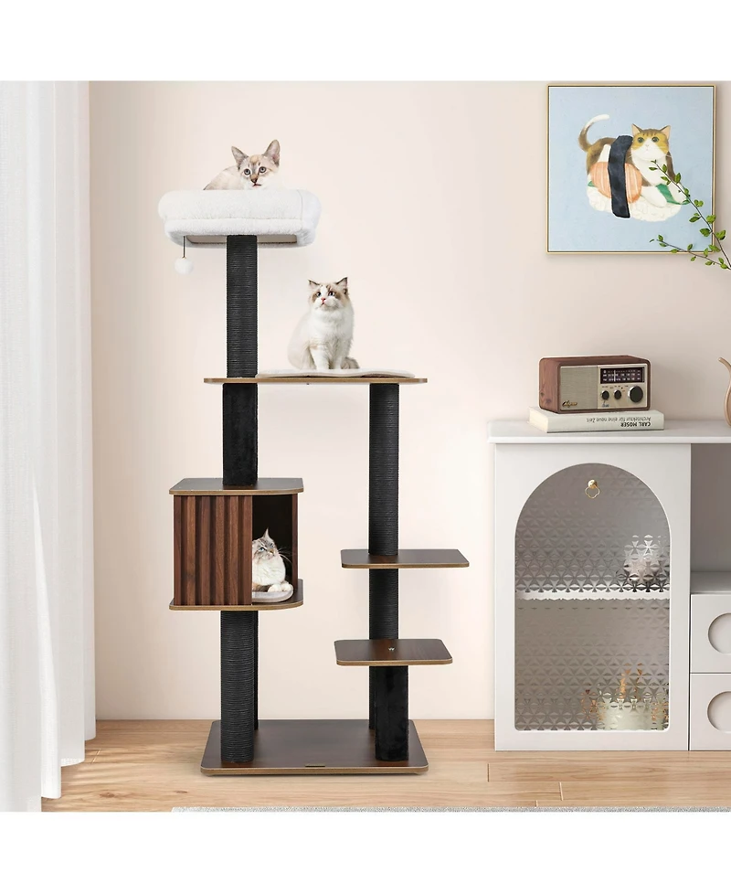 Cozito Cat Tree 59.5 inch Multi-Level with Cushion Top Perch