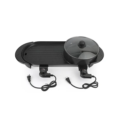 Artudatech Portable 2-in-1 Electric Hot Pot and Bbq Grill - Non-Stick Teppanyaki Pan