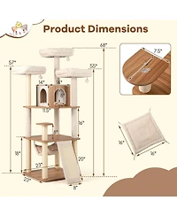 Cozito Cat Tree 68 inch with Padded Perches Condo and Sisal Posts