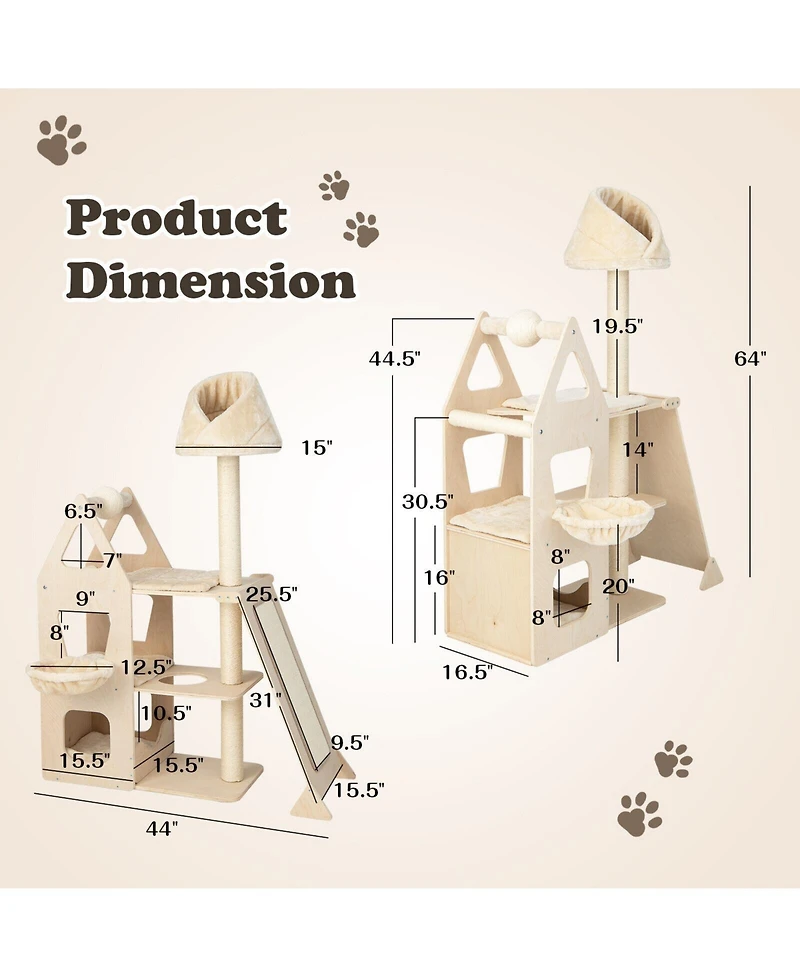 Cozito Cat Tree Multi-Level with Sisal Scratching Posts Plush
