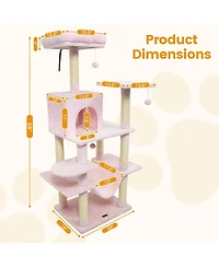 Cozito Cat Tree 58 in Soft Plush Multi-Level with Top Perch