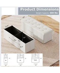 Gouun 43-Inch Folding Storage Ottoman Bench with Foot Rest