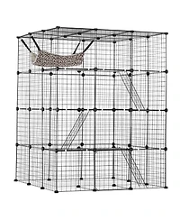 Cozito Cat Cage 4-Tier 41x41x55 in Metal Wire with Hammock