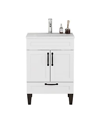 Sillysis Inch Bathroom Vanity with Ceramic Sink, Soft Close Drawers,Handles and Feet