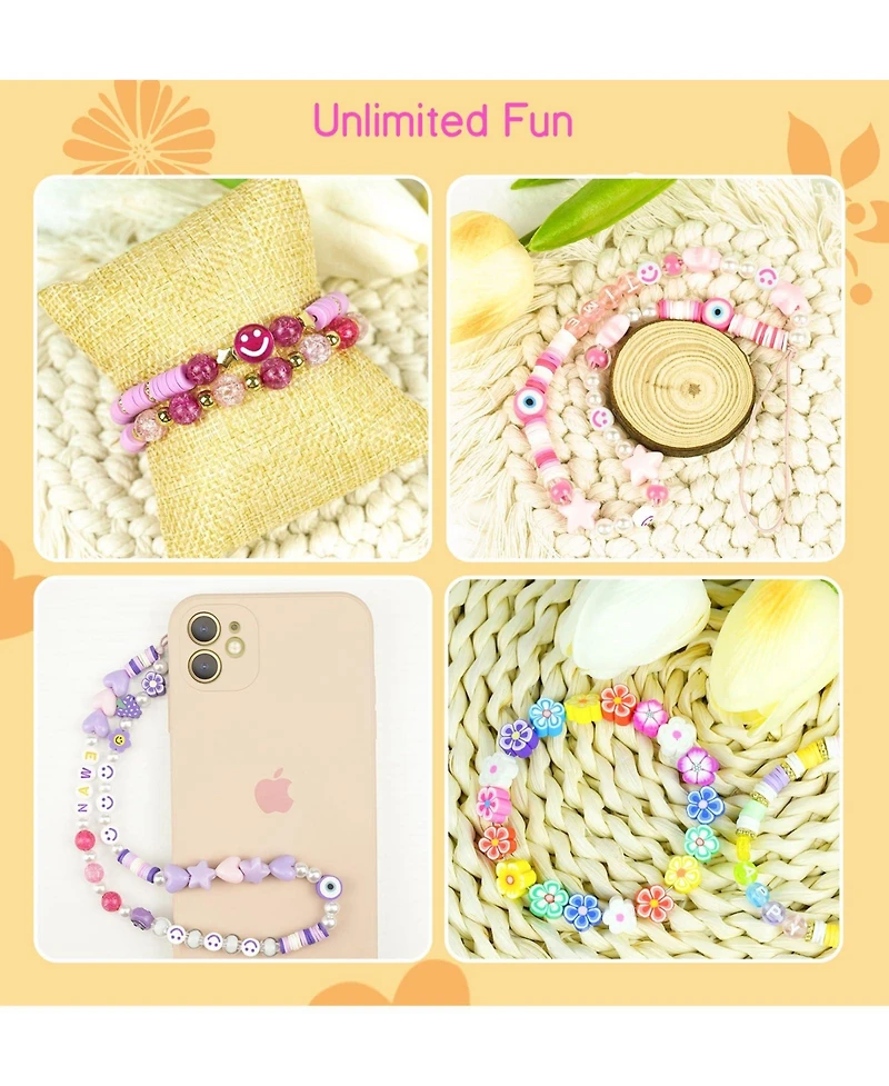 Gnuadz 7500 Clay Beads Friendship Bracelet Making Kit Polymer Heishi Letter Charm Diy Arts Crafts Gifts Toys