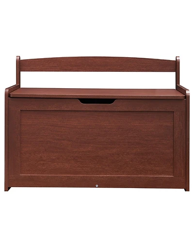 Sugift Wooden Toy Chest for Kids, with Safety Hinge, Cherry