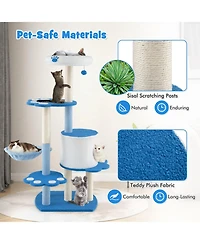 Cozito Cat Tree 54 inch Modern 6-Tier Tower with Teddy Plush