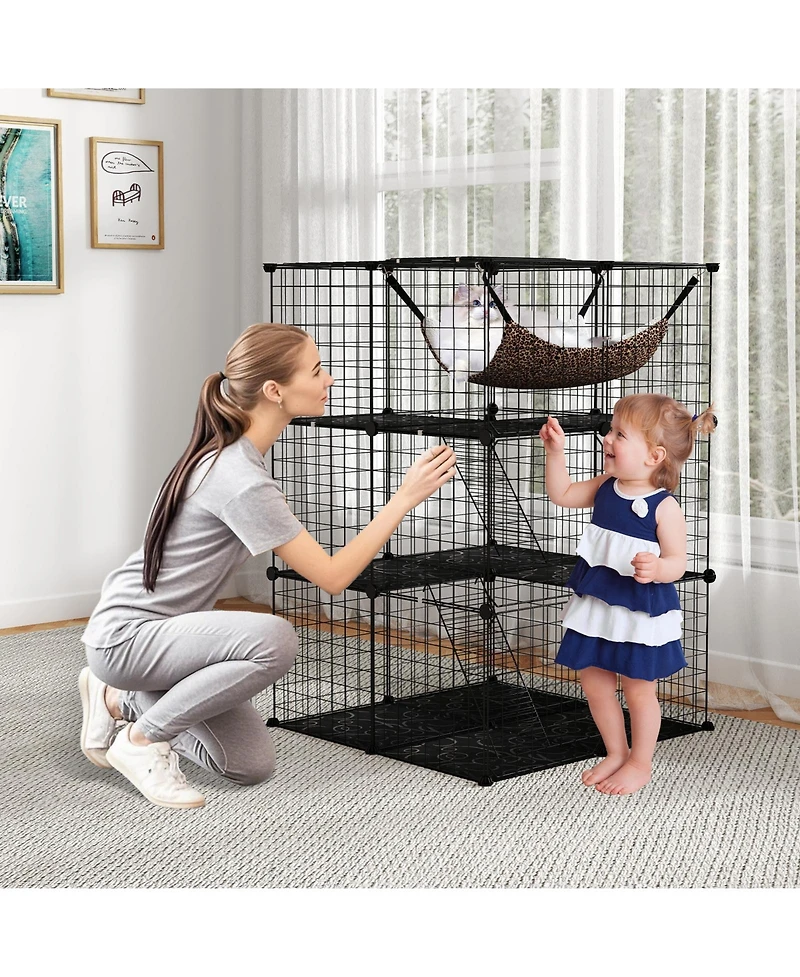 Cozito Cat Cage Indoor 3-Tier Detachable Metal Wire Kennel