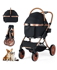 Cozito Foldable 3-in-1 Pet Stroller with Sun Shade Safety Belt