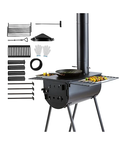 Ecooso 118 Inch Camping Tent Wood Stove with Chimney Pipes, Portable Alloy Steel Hot Tent Stove