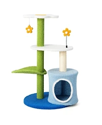 Cozito Cat Tree 34.5 in 4-Tier Cute Tower with Balls and Condo