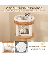 Cozito Cat Tree 65 in with Self-Groomer and Removable Cat Bed