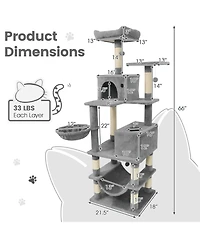 Cozito Cat Tree 66 in with 2 Condos and Sisal Scratching Posts