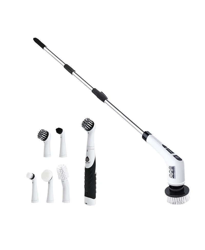 Pursonic Cordless Cleaning Power Bundle - Includes Rechargeable Power Scrubber Brush with 7 Heads Cordless Scrubber Cleaning Brush with 5 Heads