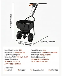 Sugift Walk-Behind Spreader, 9.8ft Spreading Width, Adjustable Flow for Small Lawn Use