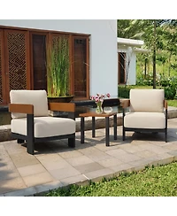 Tribesigns 2-Piece Patio Conversation Set, Patio Sofa with Removable Cushions, Outdoor Armchair with Meatl Frame & Thick Seat Cushion (No Table)