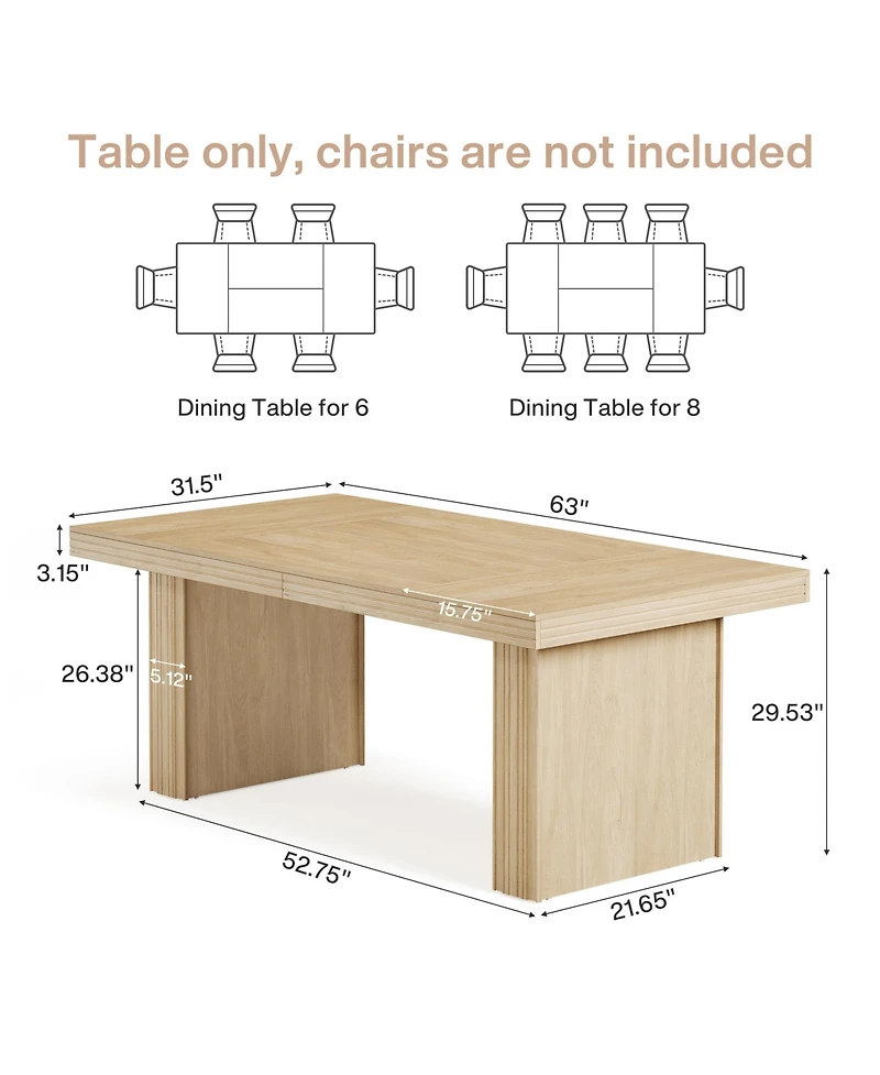 Tribesigns Farmhouse Dining Table for 6, Kitchen Table, Modern Dinner Table