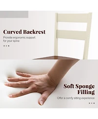 Sugift Wooden Dining Chair Set of 2 Pu Leather Upholstered Kitchen Armless Chairs