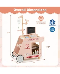 Mecale Kids Wooden Doctor Playset Pretend Kit with Cart, Gift for Ages 3+