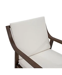 Rainsken Outdoor Dining Chair Set of 2, Sturdy Acacia Wood Armchairs with Curved Support and Removable Cushions for Patio, Garden and Poolside
