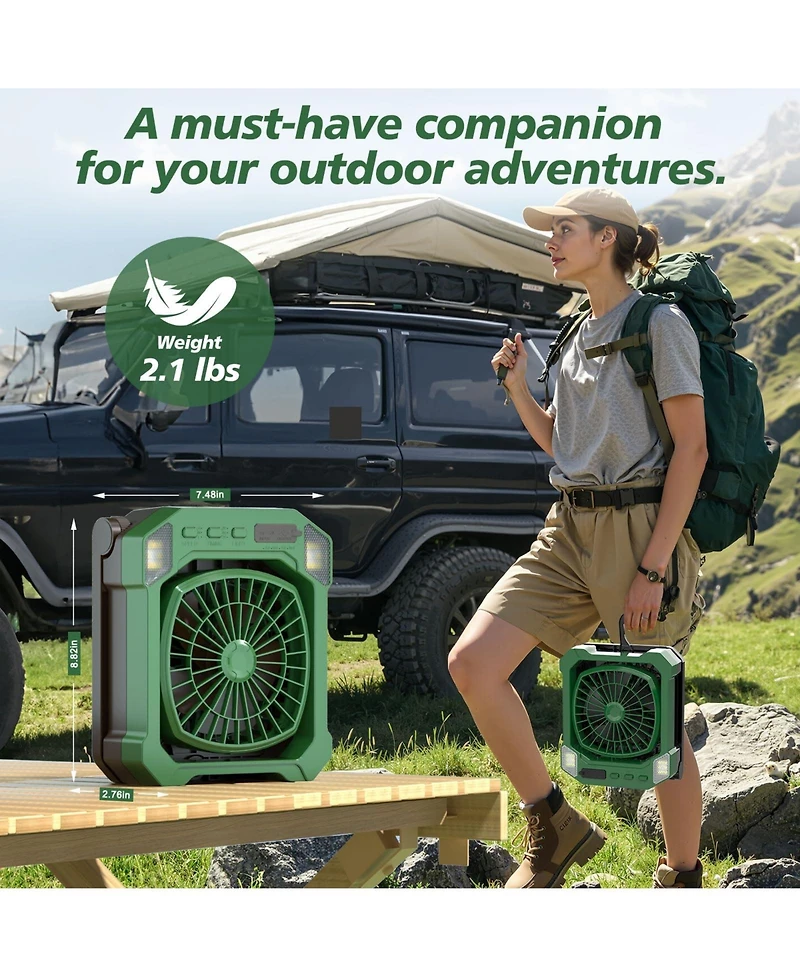 Gnuadz Camping Fan Solar Rechargeable Portable Outdoor Light 10000mAh