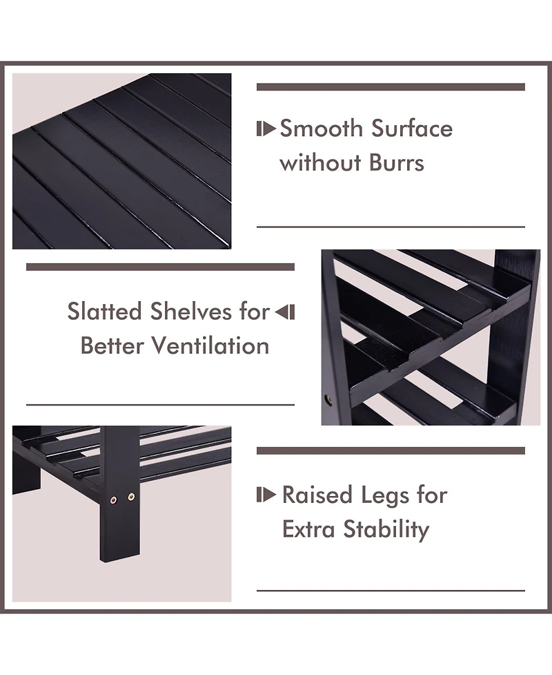 Gouun 3-Tier Bamboo Shoe Rack Bench for Entryway