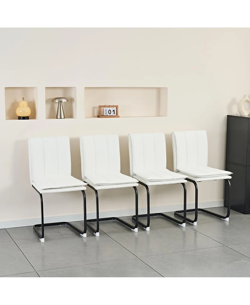 Streamdale Furniture Pu Leather Dining Chairs with Metal Legs -4 chairs.