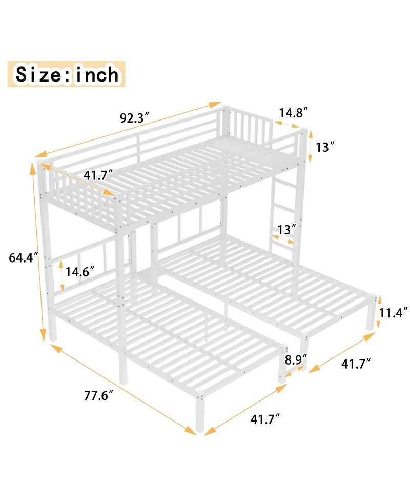 Streamdale Furniture Metal Triple Bunk Bed