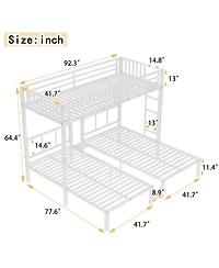 Streamdale Furniture Metal Triple Bunk Bed